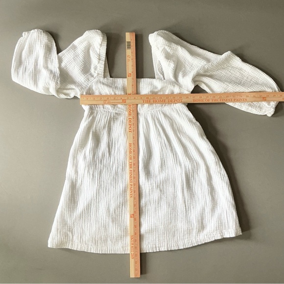 Re-Imagined by J.Crew White Crinkle Square Neck Baby Doll Dress | Festival Ready - Picture 9 of 9